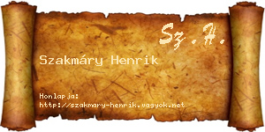 Szakmáry Henrik névjegykártya